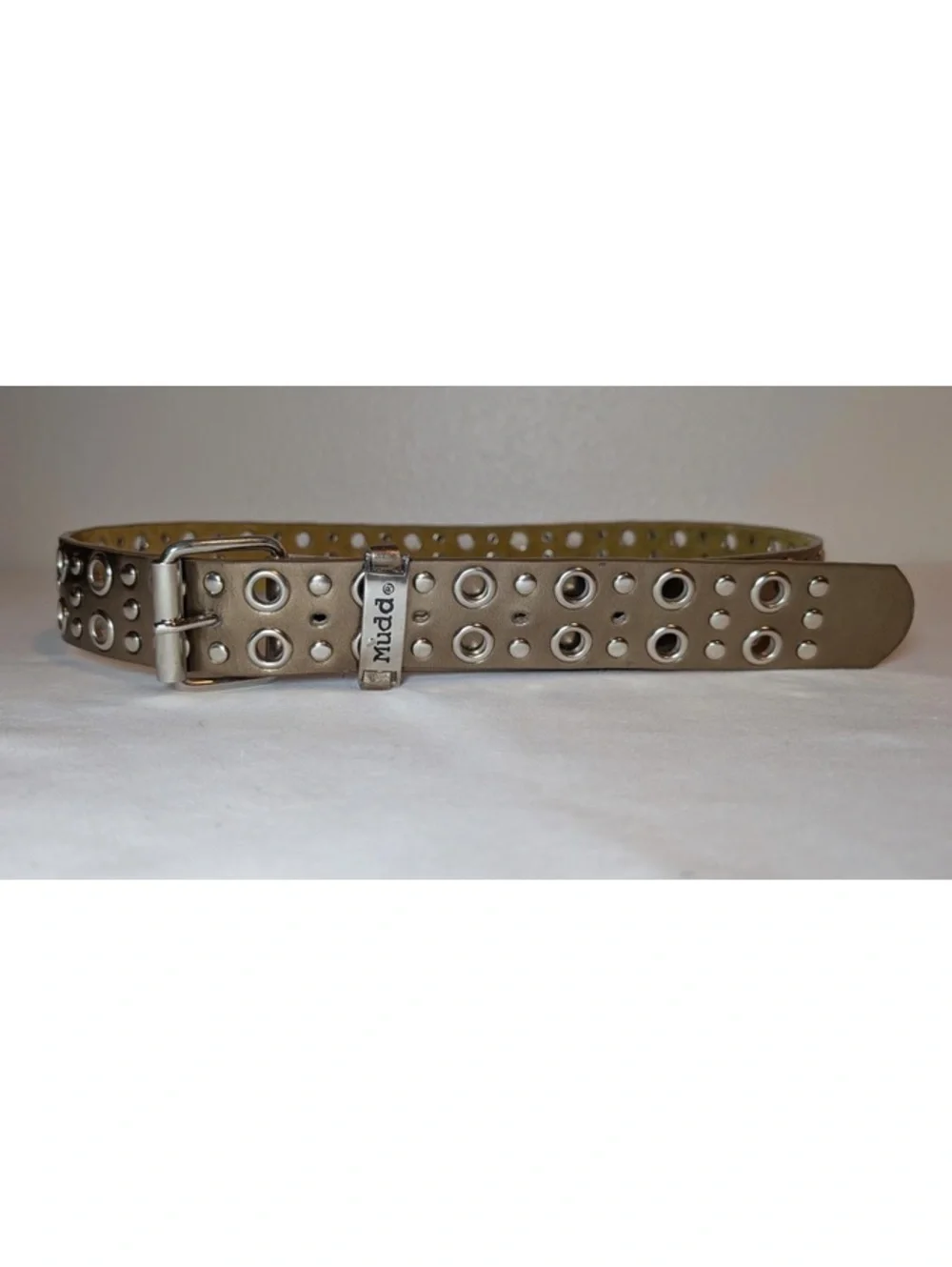 Vintage Y2K Mudd Genuine Leather Metallic Gold Studded Belt Size Medium/Large